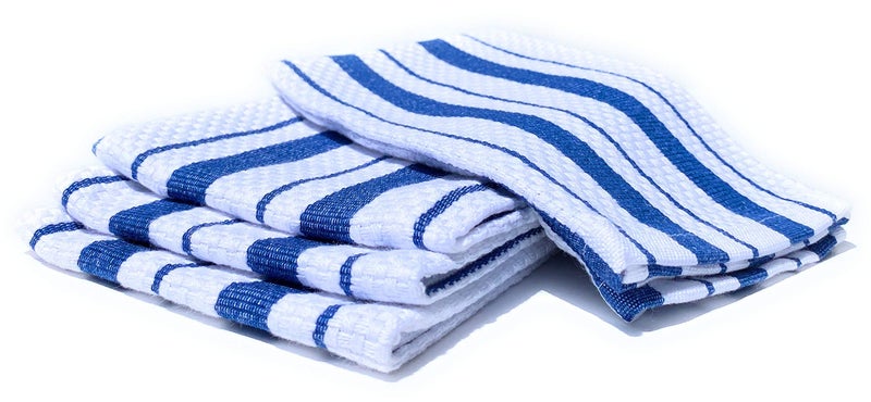 williams sonoma Williams-Sonoma Classic Stripe Kitchen Dishcloths/Dishrags  Set of 4 (Bright Blue) - Image 1